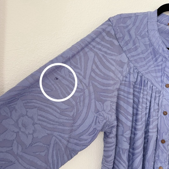 Free People Can't Stop Dreaming Long Sleeve Tunic Button Down in Periwinkle sz M - Picture 9 of 9